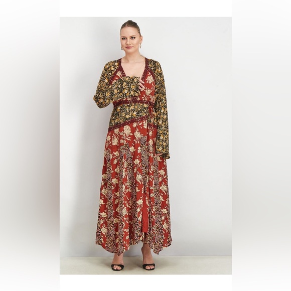 Free people new with tags dress Gypsy red floral - Picture 1 of 3